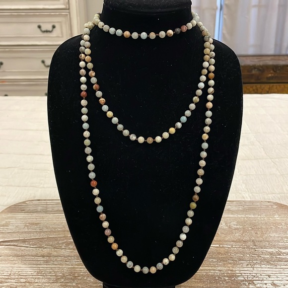 Vintage Gemstones Meditation Beads Necklace Jade Rose Quartz Jasper Amethyst - Picture 1 of 4